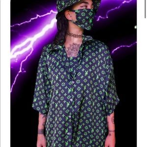 Neon green skull Silky coord set